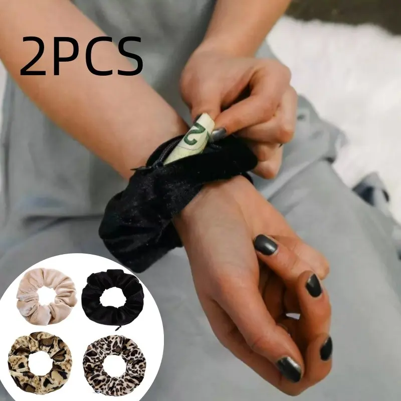 Zipper Storage Scrunchie, Cute Hair Tie with Secret Pocket, Hidden Compartment, Sweet Gift for Her, Hair Accessories, Cute Accessories