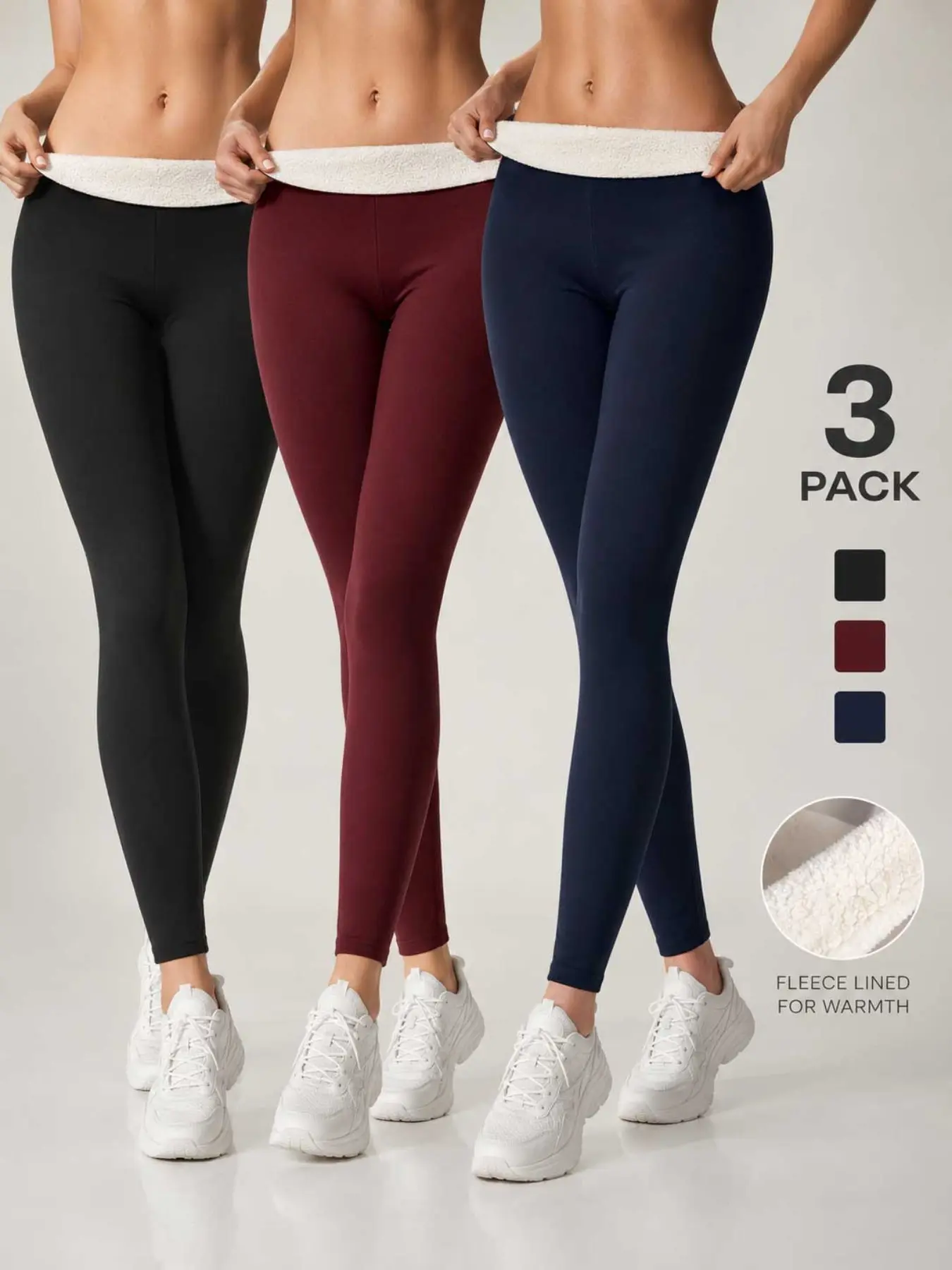 Women's Fleece Lined Thermal Leggings, Winter Thick Lamb Velvet High Waist Stretch Slim Fit Solid Skinny Pants, Warm Yoga Shark Leggings For Outdoor Wear S-XXL