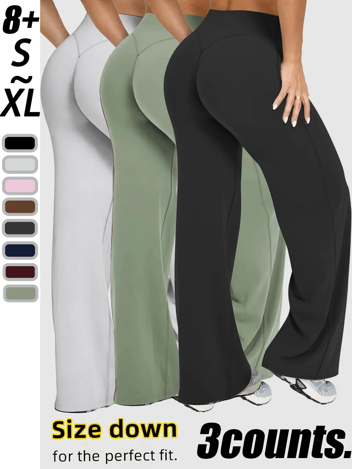 High Waist Sporty Yoga Pants, Fitted Plain Design, Comfortable Workout Apparel, Ideal for Outdoor Activities, All-Season Wear, Fitness Bottoms