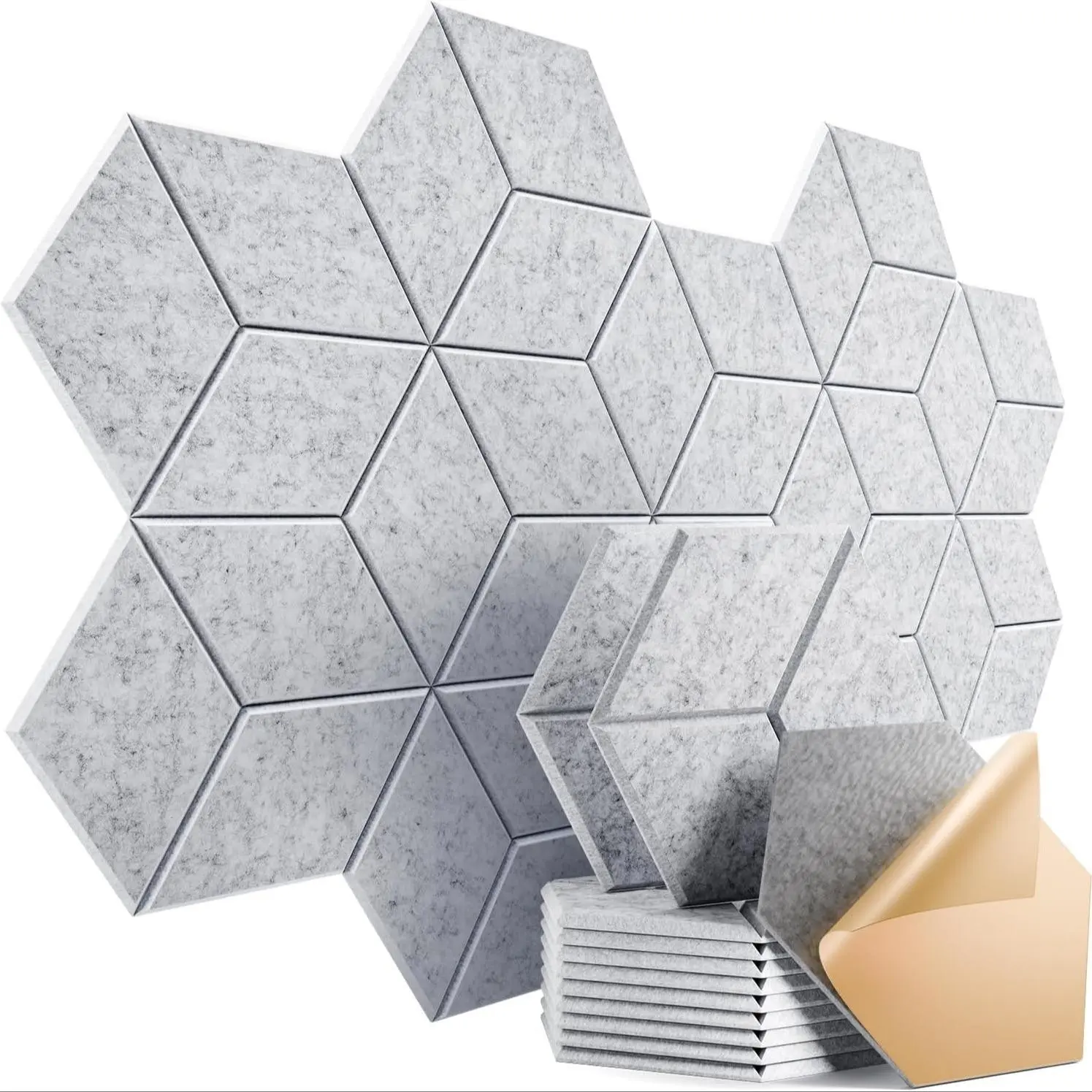12-Piece Self-Adhesive Soundproof Foam Panels, Renter Friendly Wall Panels, High-Density Acoustic Insulation, Ideal for Home Theater and Studio, Flame Retardant Design, Peel and Stick Panels for Walls