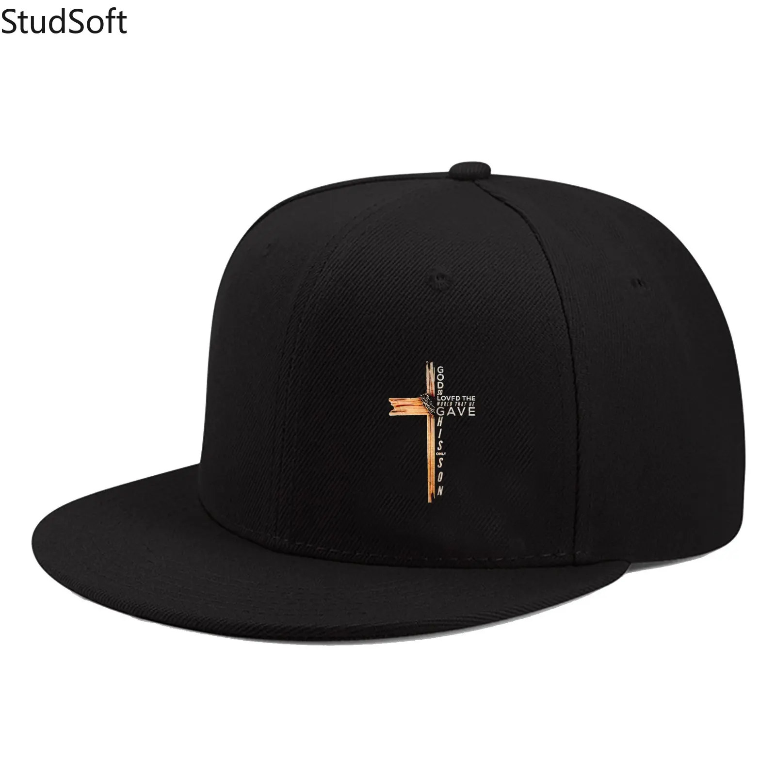 Christian Cross Baseball Cap Religious Faith Snapback Hat God So Loved The World Verse Print Hip Hop Flat Brim Sun Visor Trucker Cap for Men Women,back to school,back to school haul