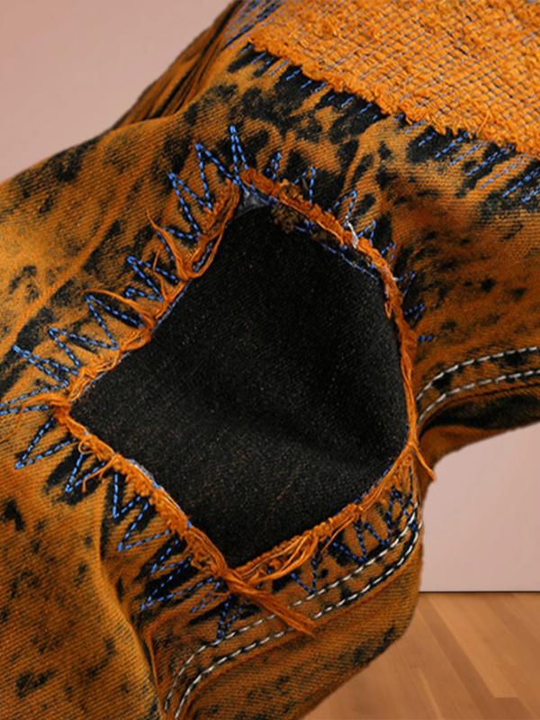 Kyn Apparel American youth pop hole personality makes old straight jeans for men.