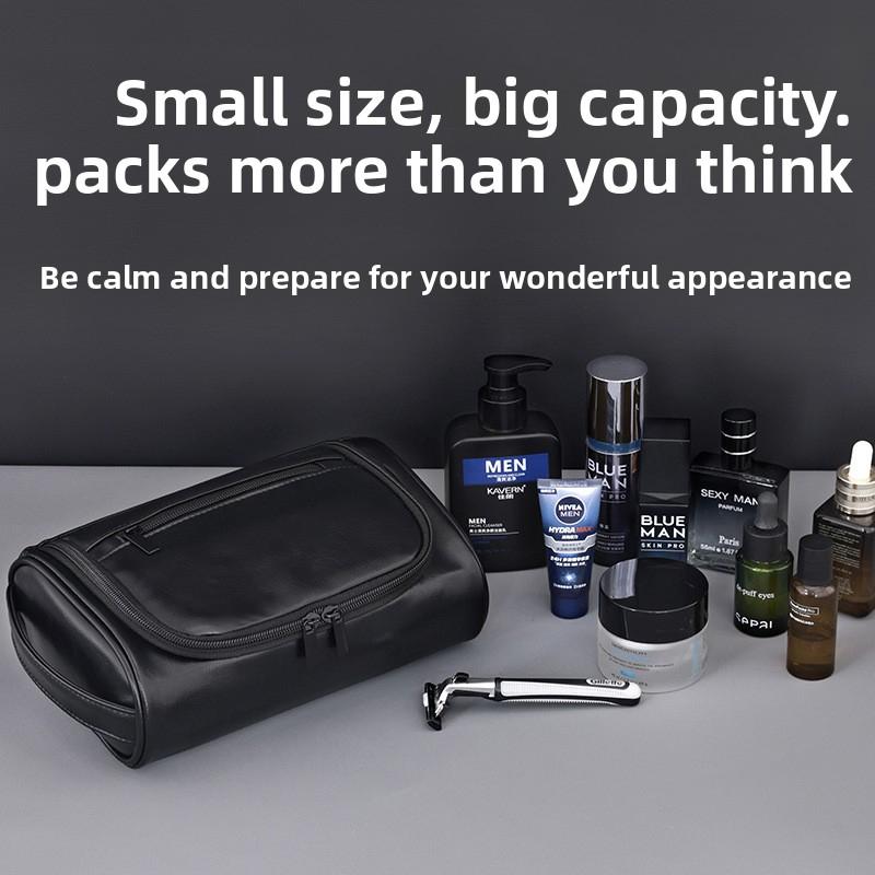 💼 Portable PU Men's Makeup & Toiletry Bag – High-End, Large Capacity, Waterproof.Perfect Travel Organizer for Men!
