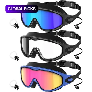 Audlt Swim Goggles 3 Pack, Wide View Anti Fog&UV Swimming Goggles for Audlt, No Leaking Swim Glasses for Men Women Kids, Water Goggles, Swimming Accessories