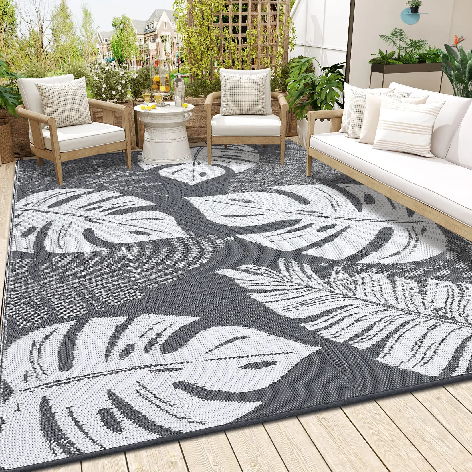 Outdoor Rug Waterproof for Patios Reversible Outdoor Plastic Straw Rug Camping Carpet, Large Area Rugs Mats for RV, Picnic, Backyard, Deck, Balcony, Porch, Beach