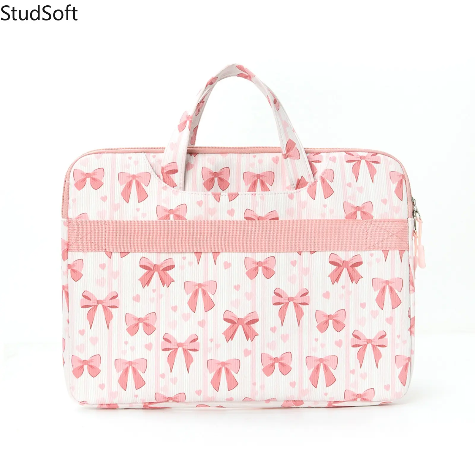 Cute Bow Print Laptop Sleeve for Women, Protective Case with Shockproof Fabric for Work & School, Fits 13-15.6" Notebooks, Female