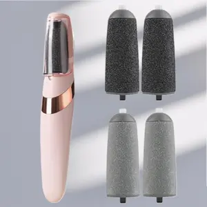 Rechargeable electric foot callus remover with multiple replacement rollers gently buffs away dead skin, cracked heels, and hard calluses for smooth, soft feet at home — suitable for men and women, Cordless Pedicure Machine, Pedicure Tool