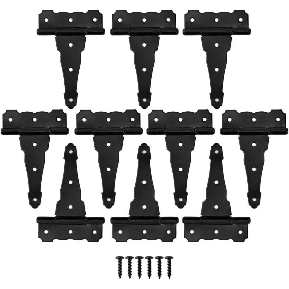 Ivy  4" Heavy Duty Gate Hinges, 6 Pack T Strap Hinges