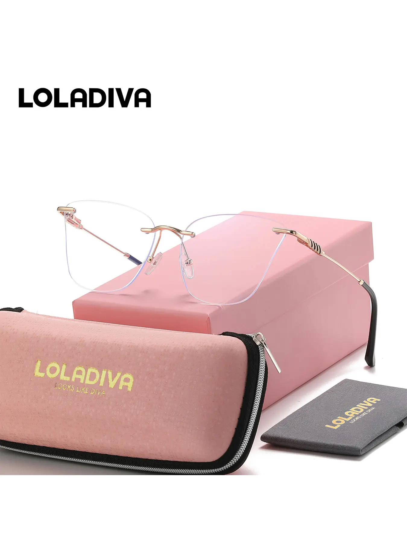 LolaDiva 1 Piece Unisex Literary Vibe Frameless Plaon Glasses Show Intellect Alien Plaon Glasses