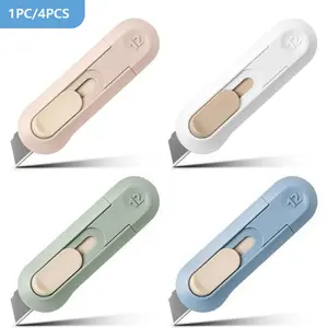 Retractable Box Cutting Knife, 1 Count/4 Counts Utility Knife for Office Home Use, Cutting Supplies for Unwrapping Parcels and Paperboard, Paper Cutters, Cardboard Cutter, Office Gadgets, Cutting Tool