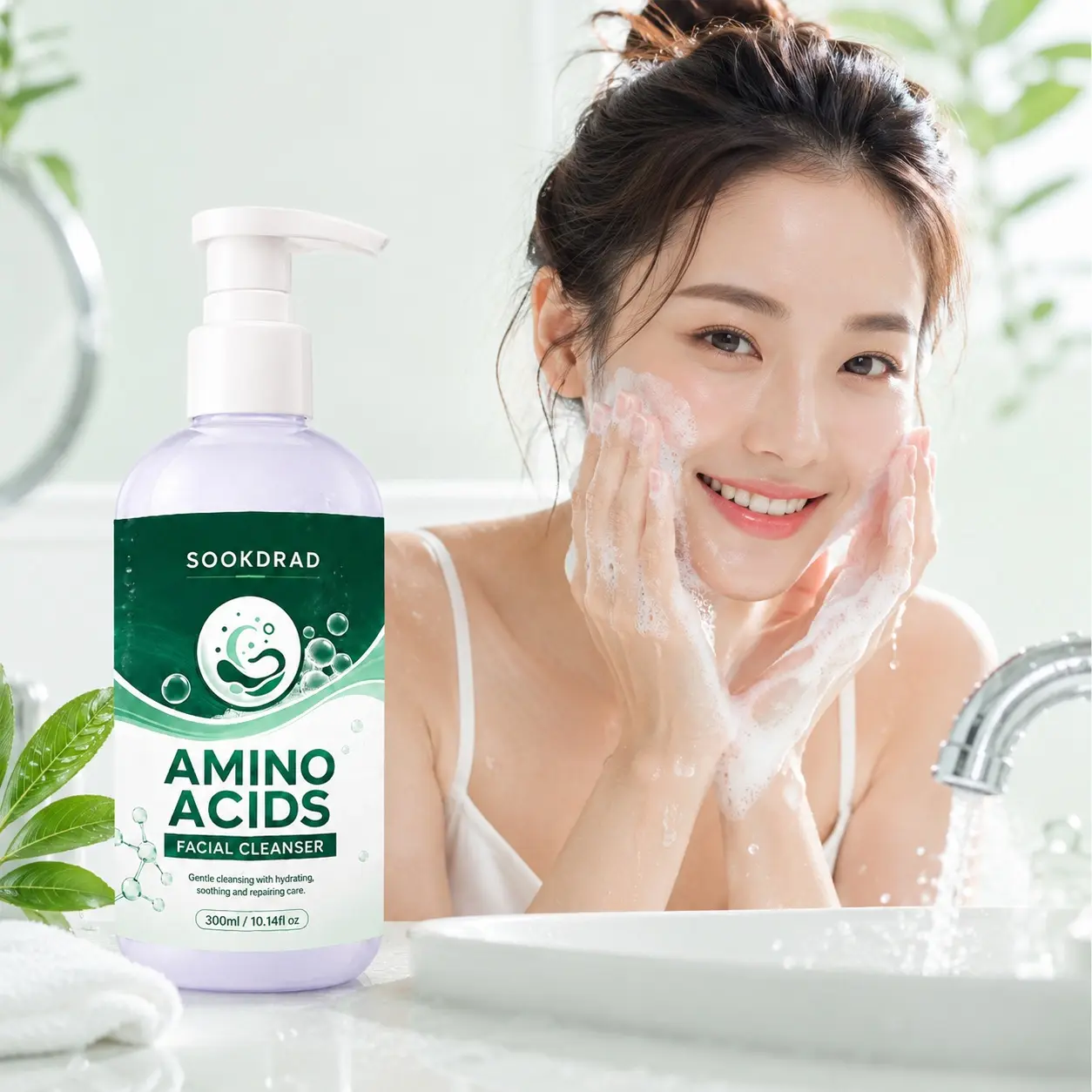 Amino Acids Facial Cleanser, Amino Acids, gentle cleansing, hydrating, soothing, repairing, facial, 300ml/10.14fl oz