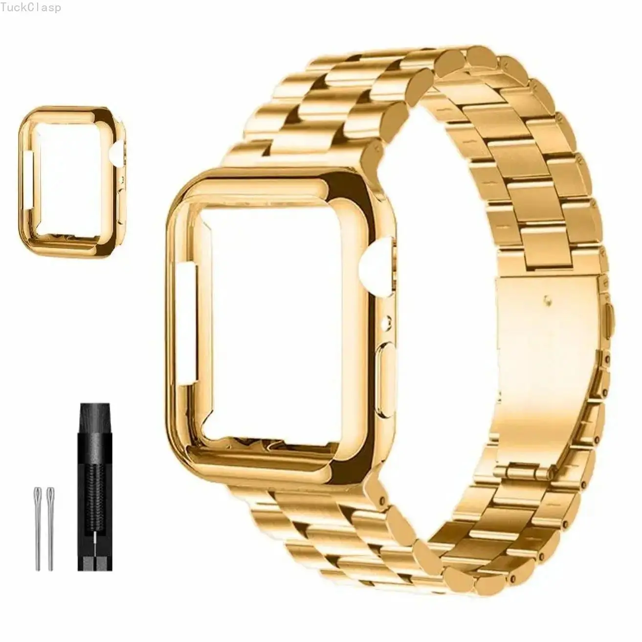 Watch Band & Protective Case Set Only, Fashion Unisex Replacement Smartwatch Accessory, Compatible with Apple Watch All Series, Stylish Strap Cover Combo for Spring & Summer Daily Wear