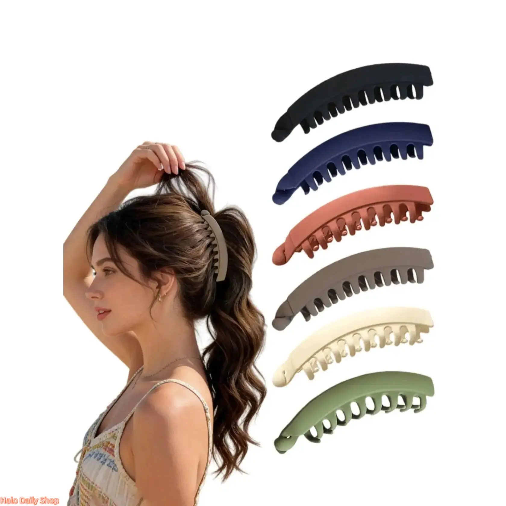 10 Pcs Dopamine Matte Banana Hair Clips for Women, elegant and lovely hair accessories. Designed for high ponytails, practical and playful styles, perfect for everyday casual looks and daily styling.