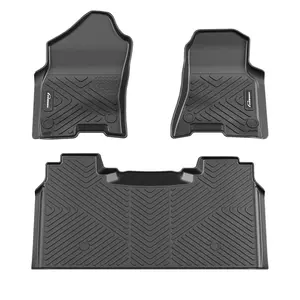 GARVEE Floor Mats for 2019-2024 Dodge Ram 1500 Crew Cab New Body (Not for Classic Models) with Rear Under Seat Storage Box, TPE All Weather Custom Fit Front 1st & 2nd Row Floor Mats Liner