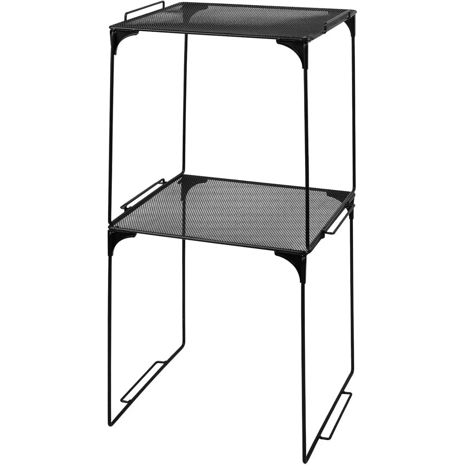 Stackable Extra Locker Organizer Shelf, Storage Accessories for School Lockers, Suitable for School, Office and Home Use, 2 Pack Black