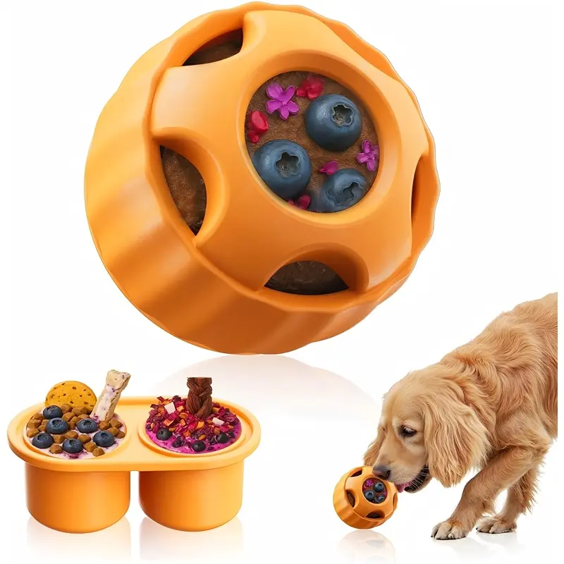 2026 Silicone Slow Feeder Ball for Dogs, Licking Ball and Tray Game, Pet Interactive Toy, Helps Slow Eating, Relieves Boredom, Dental Care