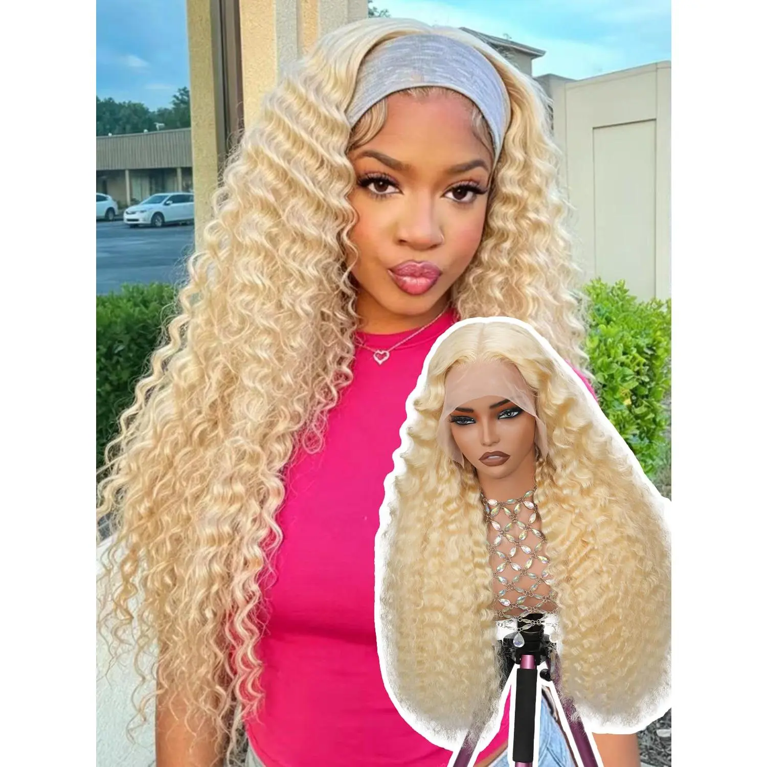 613 Blonde Deep Wave Wig Human Hair 30 Inch 13x4  Lace Frontal | 180% Density,Pre-plucked with  Hair, 613 Water Wave Curly Wig,Blonde Glueless Wigs for Women