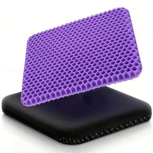 Gel seat cushion with strong support – provides relief for sciatica and back pain, soft, breathable, and cooling – ideal for office chairs, car seats, and wheelchairs.