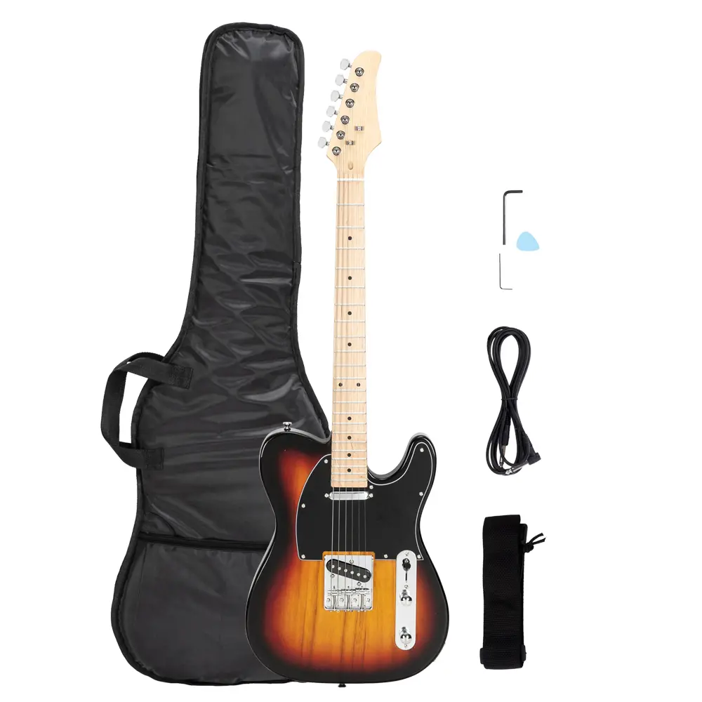 39-Inch Full Size Beginner Electric Guitar Kit, Maple Fingerboard, SS Pickup, Lightweight Basswood Body, Starter Package with Case, Strap & Accessories for Learning & Performance