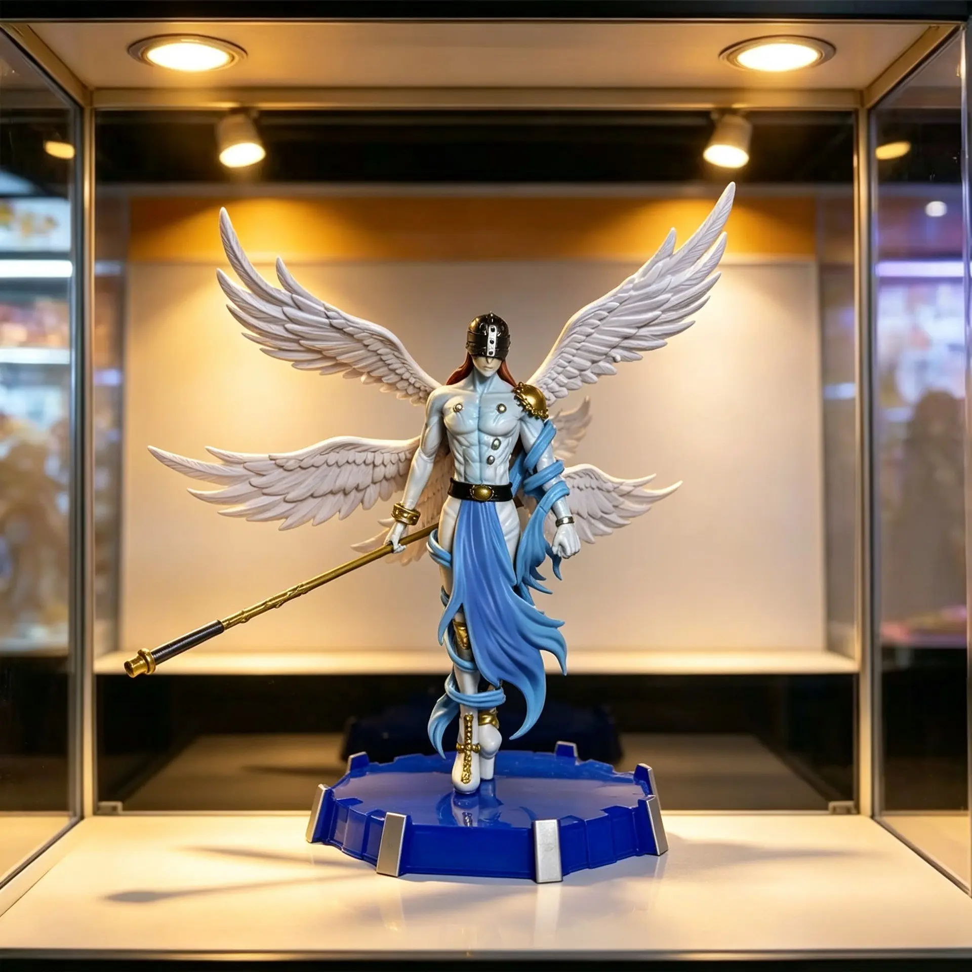 Digital Monster Handmade Angel Beast Moon Temple Statue Gk Anime Figure, Collectible Model Display Piece, Trendy Desk Decor Item
