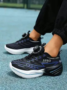 Parent - Child White - Blue Knob Running Shoes, Tech Sports Style, Breathable Mesh Material, Knob Lock for Easy Wear, Ideal for Parent - Child Running & Daily Outings