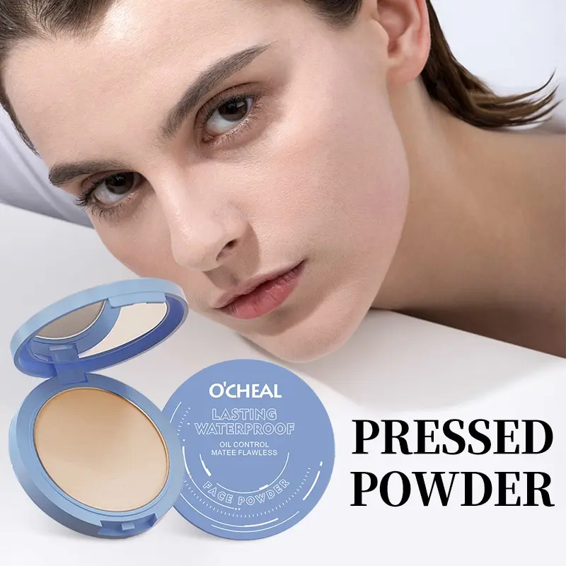 Long-Lasting Flawless Setting Powder, Face Powder, Semi-Transparent Oil-Control Waterproof Sweatproof Powder, Brightening Gloss, Includes Powder Puff