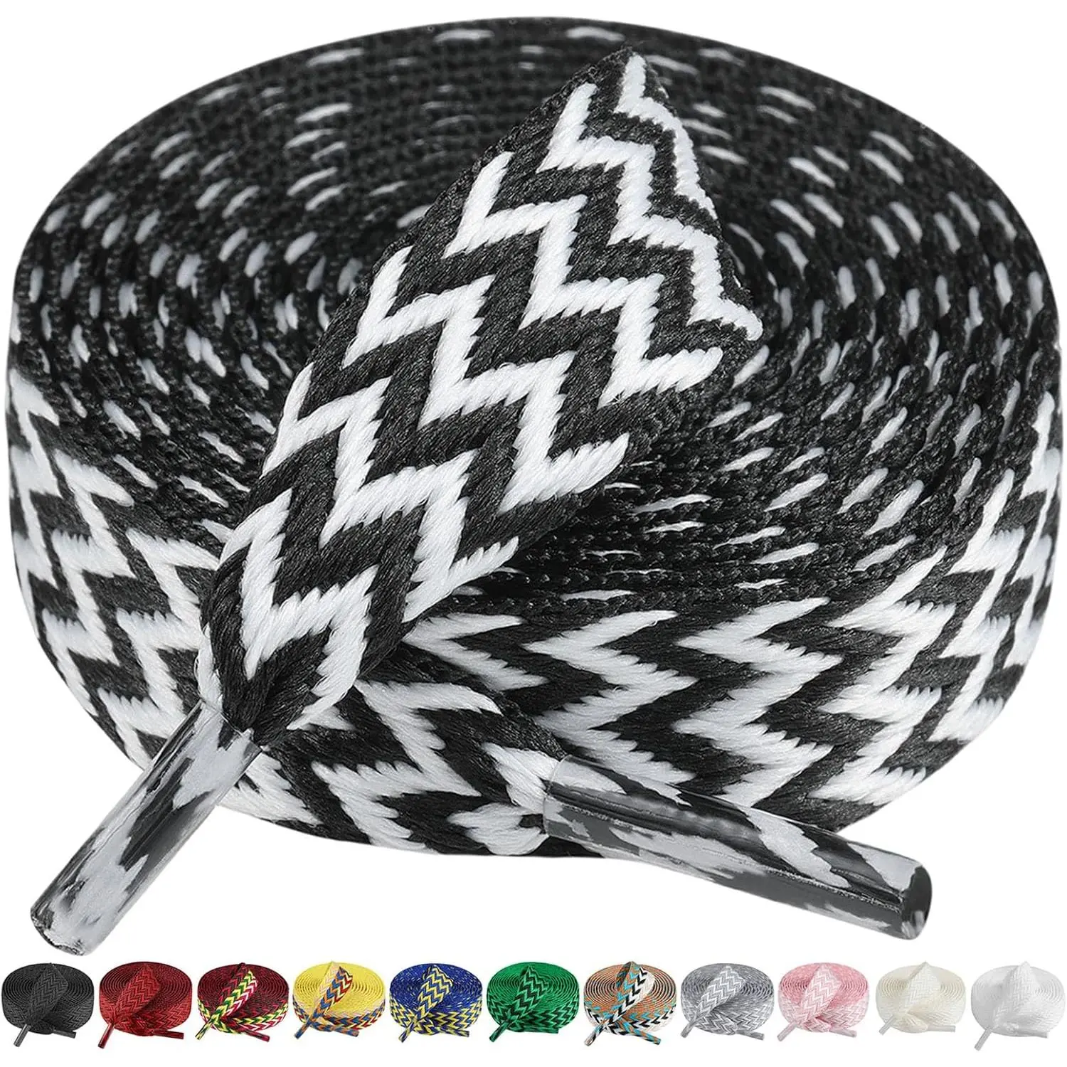 2 Pairs 3/5" Wide Flat Shoe Laces for Sneakers, Chunky Laces | 15 mm Wide (1.5 cm), Jumbo Replacement Shoe Strings, Thick Fat Lanvin Shoelaces, 12 Colors for Women Men Girls
