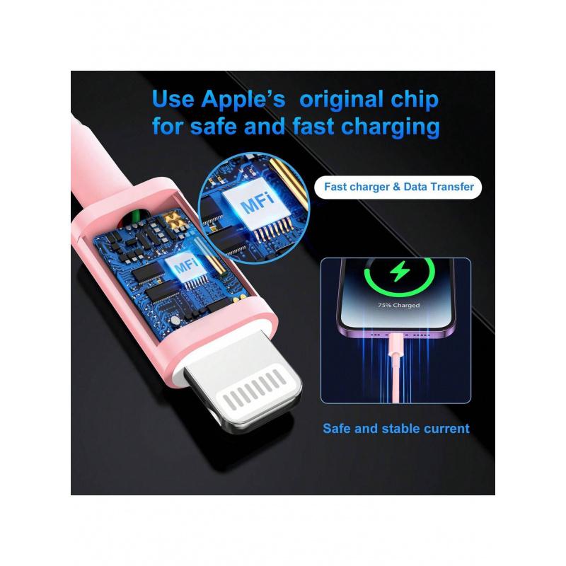 1m/2m/3m Extra Long Charger Cable for Apple. Available in multiple colors, supporting fast charging and high-speed data sync for Apple devices. USB-C to Lightning Cable, compatible with Apple 14/13/12/11 Pro Max/Mini/XS MAX/XR/XS/X/8/7/6s/SE, iPad.