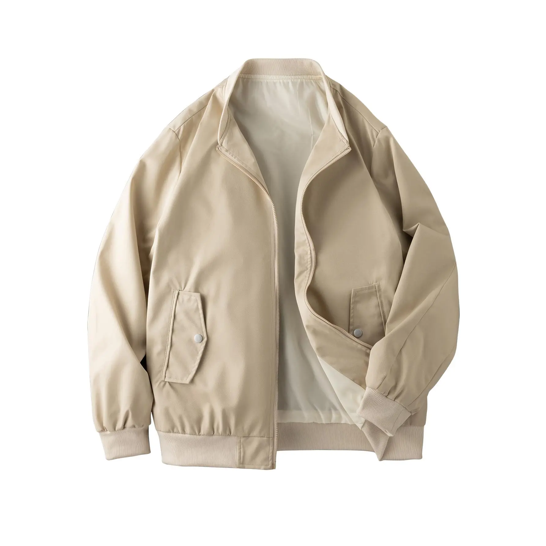 Men's Classic Harrington Jacket Stand Collar Full Zip Bomber Coat Flap Snap Pocket Casual Outerwear cozy soft cool clean chic active sporty premium classic stylish durable trendy relaxed comfy modern vibe urban fresh hype Multi-Color