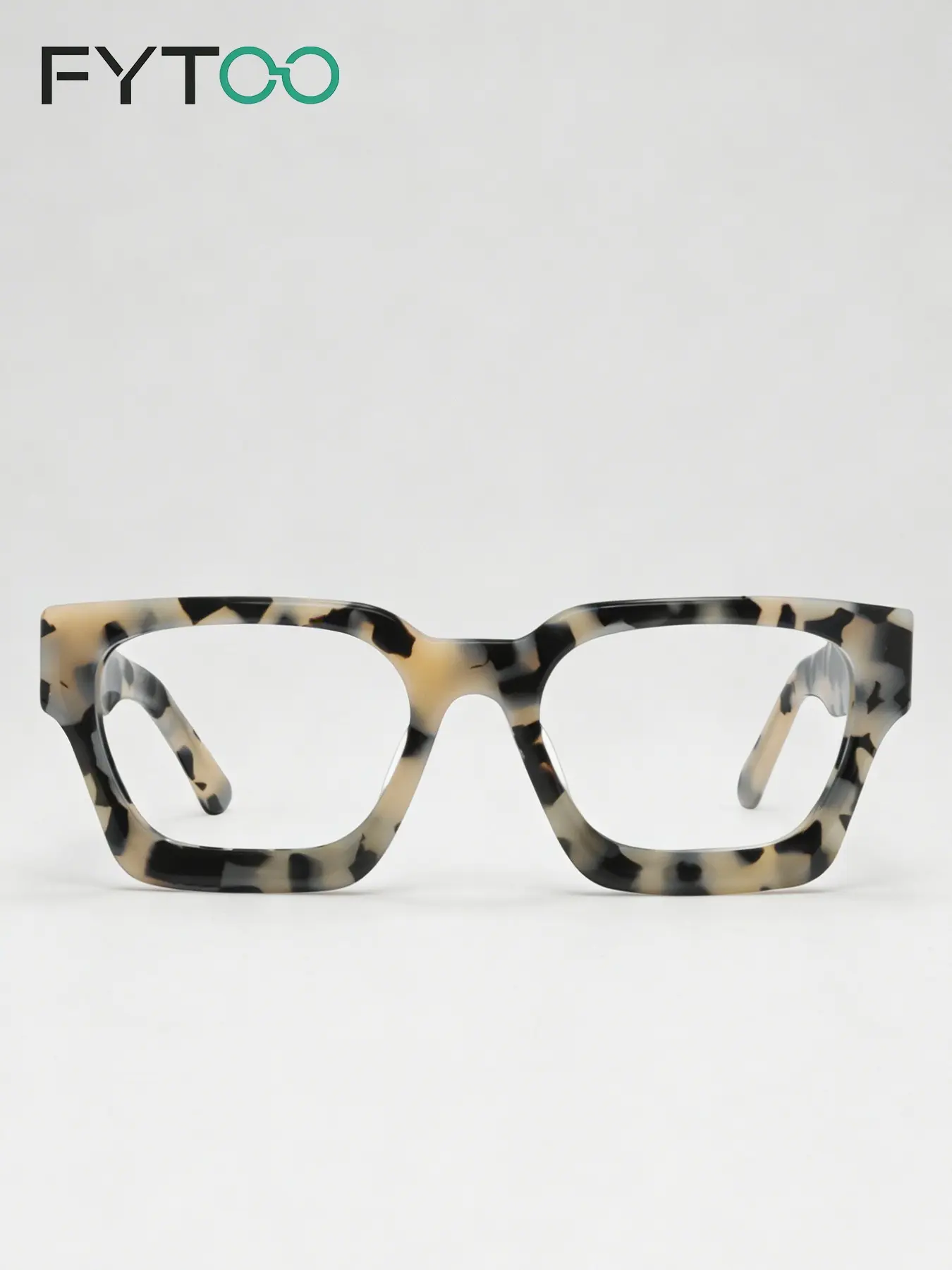 Fytoo Fashion Tortoiseshell Glasses, Acetate Material, American Retro Style, Comfortable Long Wear, Skin-Friendly, No Color Fading, Thick Square Frame, Tortoise Eyewear, Square Frames Eyeglasses