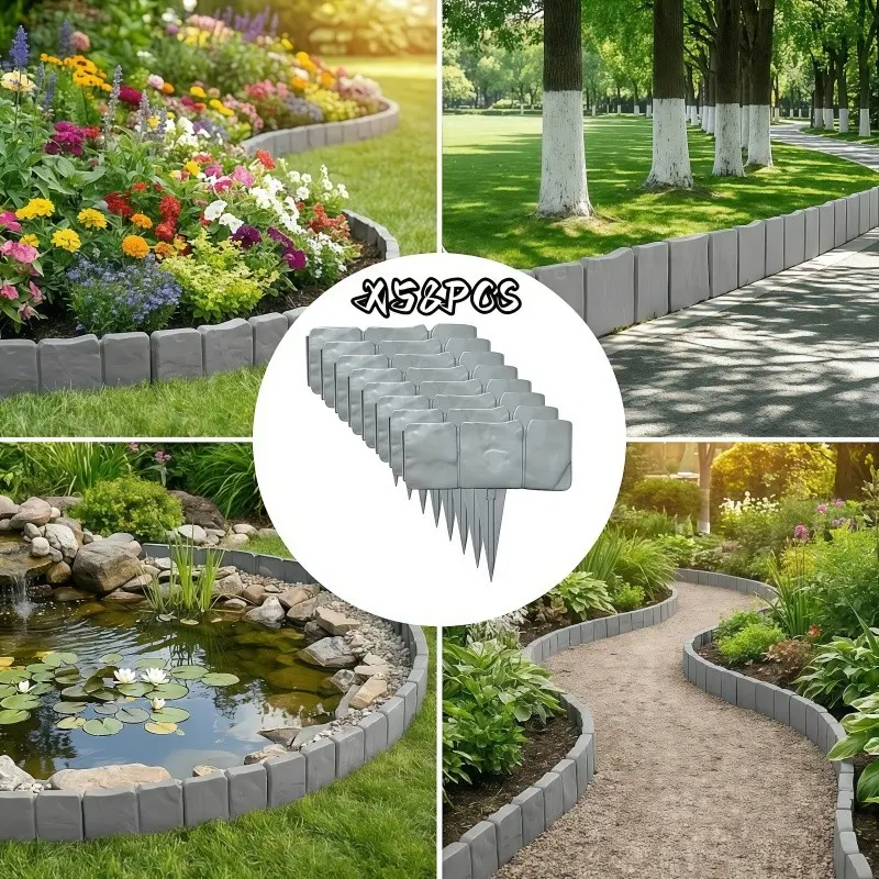 High-Quality 58-Piece Garden Fence Set, Sharp-Tip Stakes, Easy Installation, Plastic Garden Fence, Garden Boundaries, Year-Round Lawn Decor, Outdoor Vegetable Garden Divider