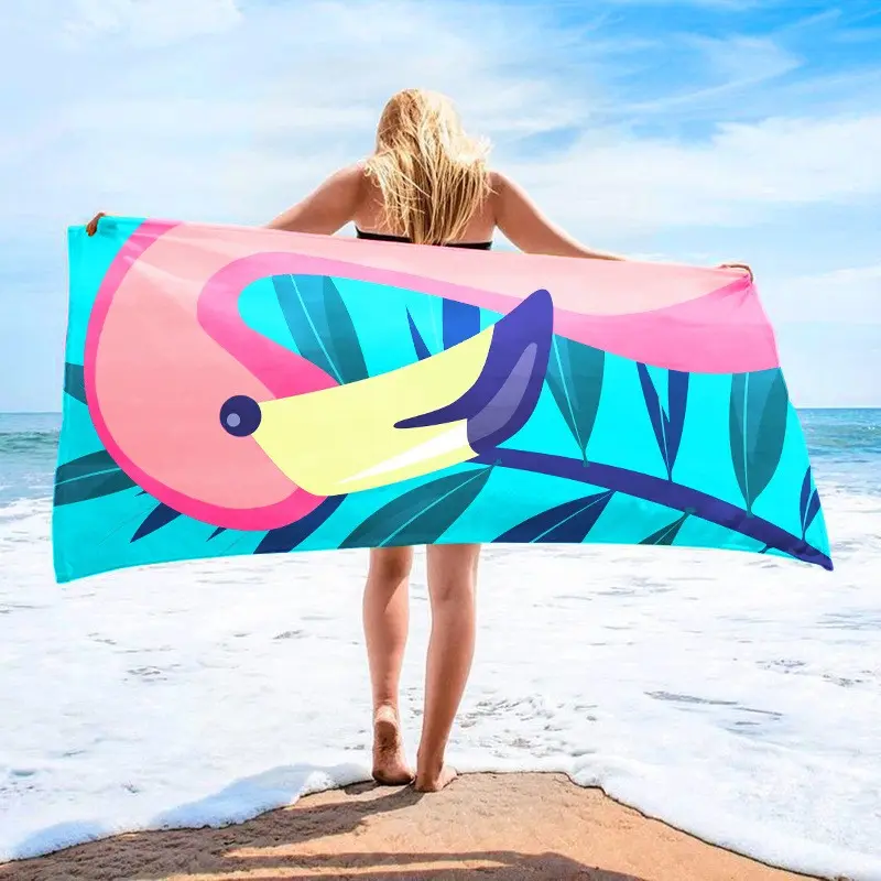 Outdoor Beach Towel Printed Quick-Dry Hotel Swimming Bath Towel, Blue Tropical Fish Microfiber Yoga Mat, Soft Absorbent Travel Essentials