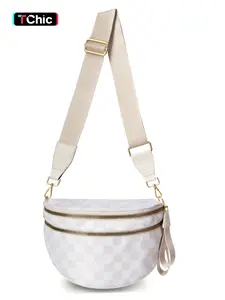 Fashionable Checkerboard Pattern Crossbody Bag, Casual Versatile Zipper Shoulder Bag for Women, Trendy All-match Commuter Bag for Daily Used