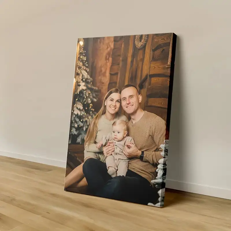 Personalized Canvas Wall Artwork with Wood Frame - Custom Multi-Size Graphic Print, Premium House Decor, Art Deco Wall Display, Christmas Family Photo Gift | Pre-Order to Send Image Via Chat for Preview & Check, Personalized Wrapped Frame