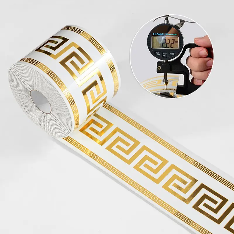 196.85in x 3.94in，large roll thickened version,European-style marble tile panel wallpaper, self-adhesive PVC brick imitation,peel and stick, DIY removable without residue，Very suitable for use as bathroom tile decorative strips or door frame/cabinet edge