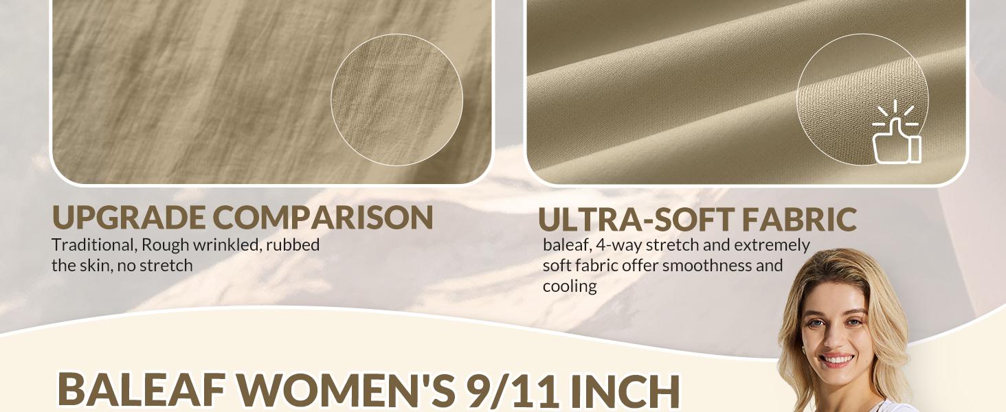 baleaf Women's Hiking Long Shorts 9" Quick Dry Hiking Bermuda Cargo for Curvy Lightweight Knee Length Shorts Pockets -dga003