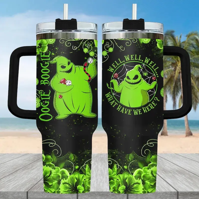 Funny Oogie Boogie 40oz Tumbler, Nightmare Before Christmas Cup, Halloween Villain Drinkware, Spooky Fan Gift., Halloween Movie Steel Tumbler