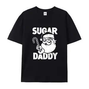 Vintage-Style White Christmas Tee Featuring A Distressed Santa Print And The Phrase “Sugar Daddy”