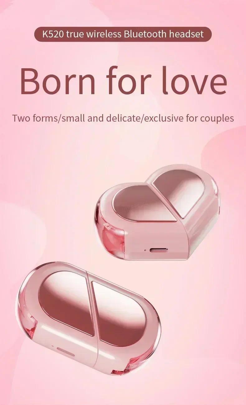 NEW Wireless Earbuds Stereo Earphone Rotatable Love Heart Shaped Charging Case Low Latency Headphones For Phone Tablet Deep Bass audio music video small ear tws in-ear