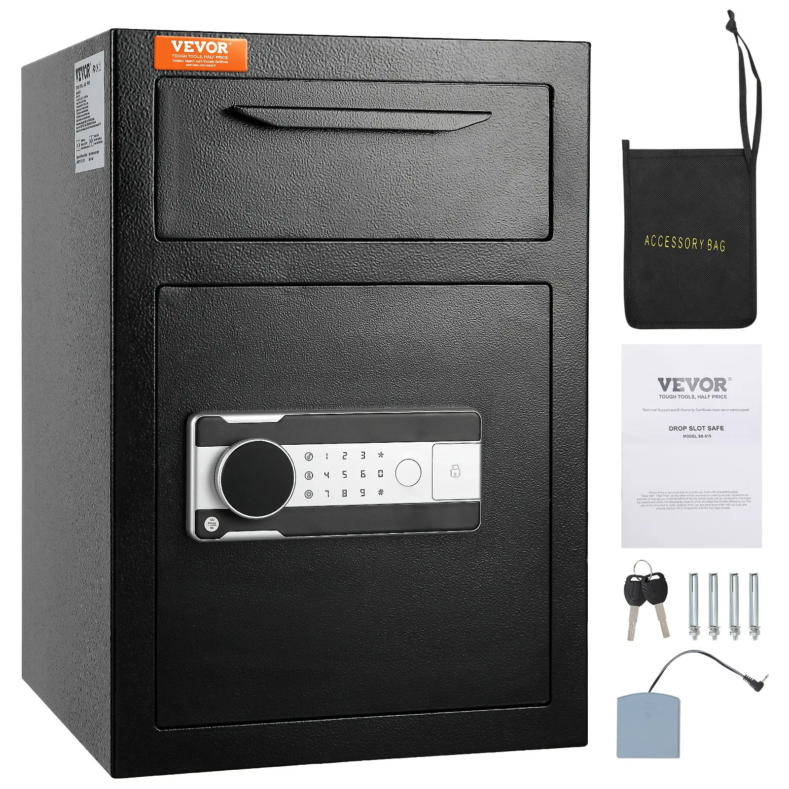 【DealsForYouDays】VEVOR 2.5 Cub Depository Safe, Deposit Safe with Drop Slot, Electronic Code Lock and 2 Emergency Keys, 20.27''x 13.97''x 13.97'' Business Drop Slot Safe for Cash, Mail in Home, Hotel, Office