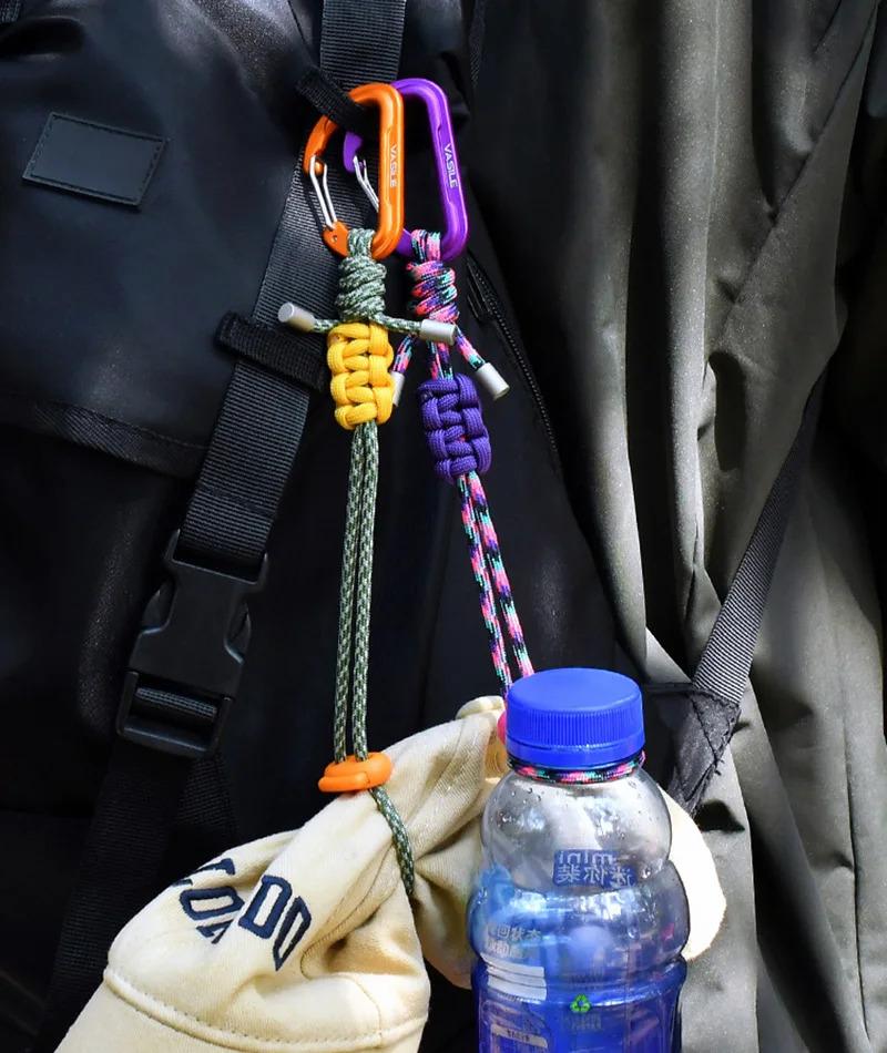 Quick-Release Paracord Water Bottle Hang Buckle Carabiner Portable EDC Clip Multifunctional Hook for Outdoor Hiking Backpack