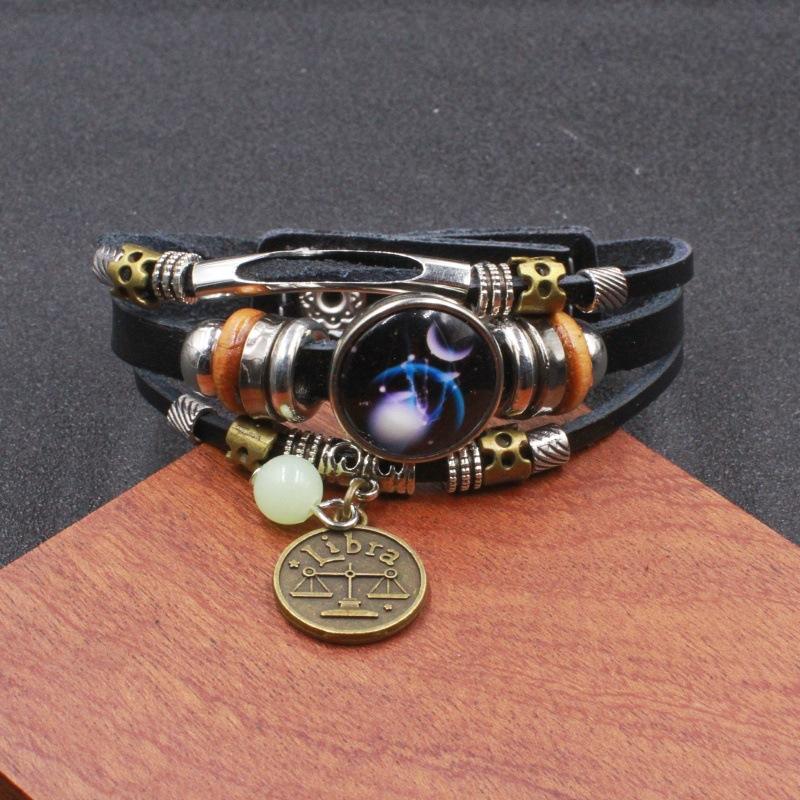 Twelve Zodiac Sign Bracelets Korean Style for Couples and Friends Fluorescent Glowing Bangles Jewelry Gifts Ideal for Her Him