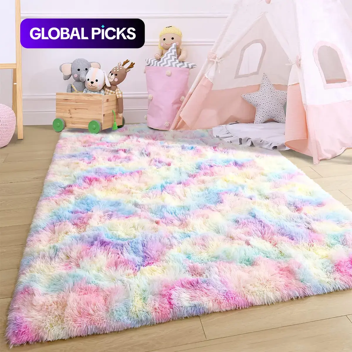 Rainbow Color Super Soft Rug, 1 Count Non-slip Plush Floor Mat, Decorative Area Rug, Floor Carpet for Home Living Room Bedroom, Birthday Gift