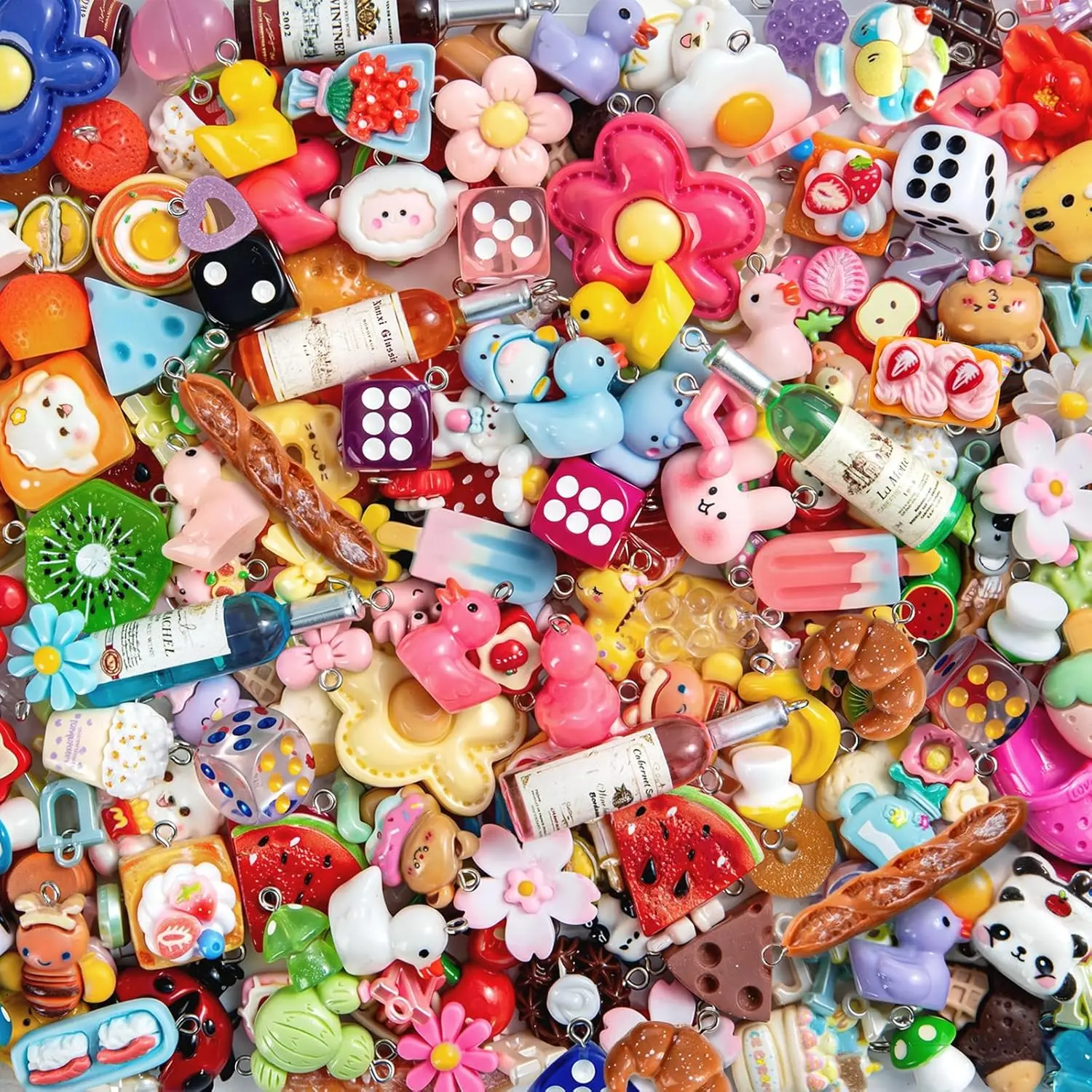 DIY Cute charms for bracelets Resin Charms for DIY Keychain & Jewelry Making – Mini Fruit,Candy,& Animal Style Charm for Crafts