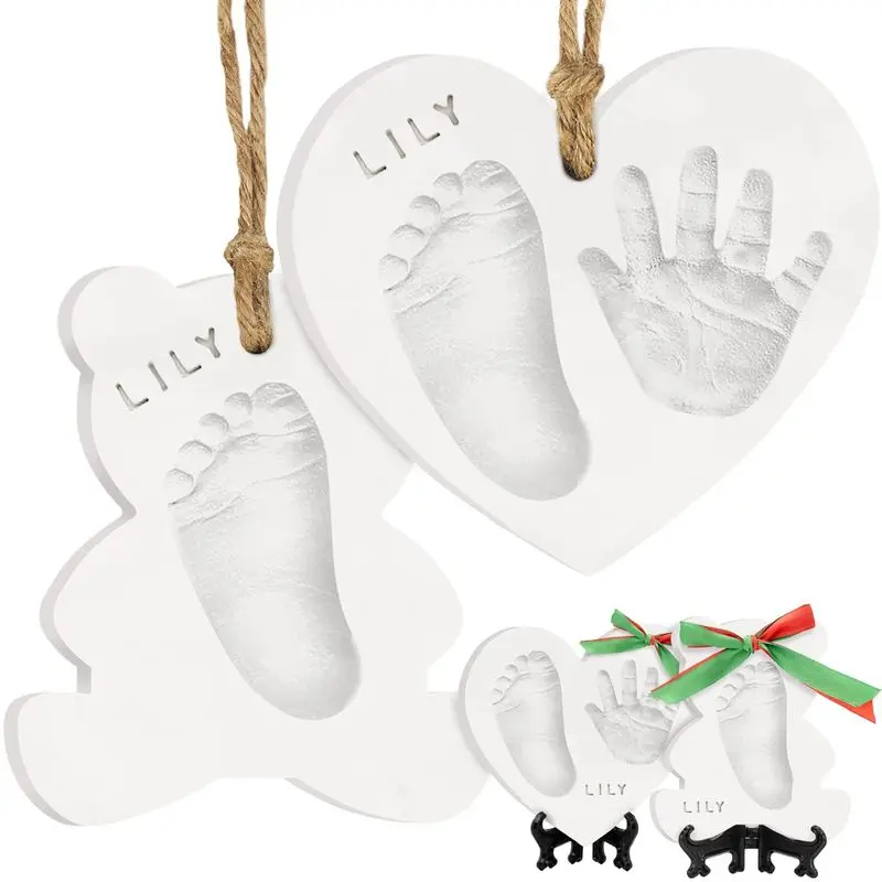 Baby Hand and Footprint Kit, Personalized Baby Christmas Ornament (with Love) |   Baby First Christmas Gift, Newborn Footprint Ornament Keepsake, Easy DIY Dog Paw Print Kit, Boys, Girls Imprint, New Mom Gift