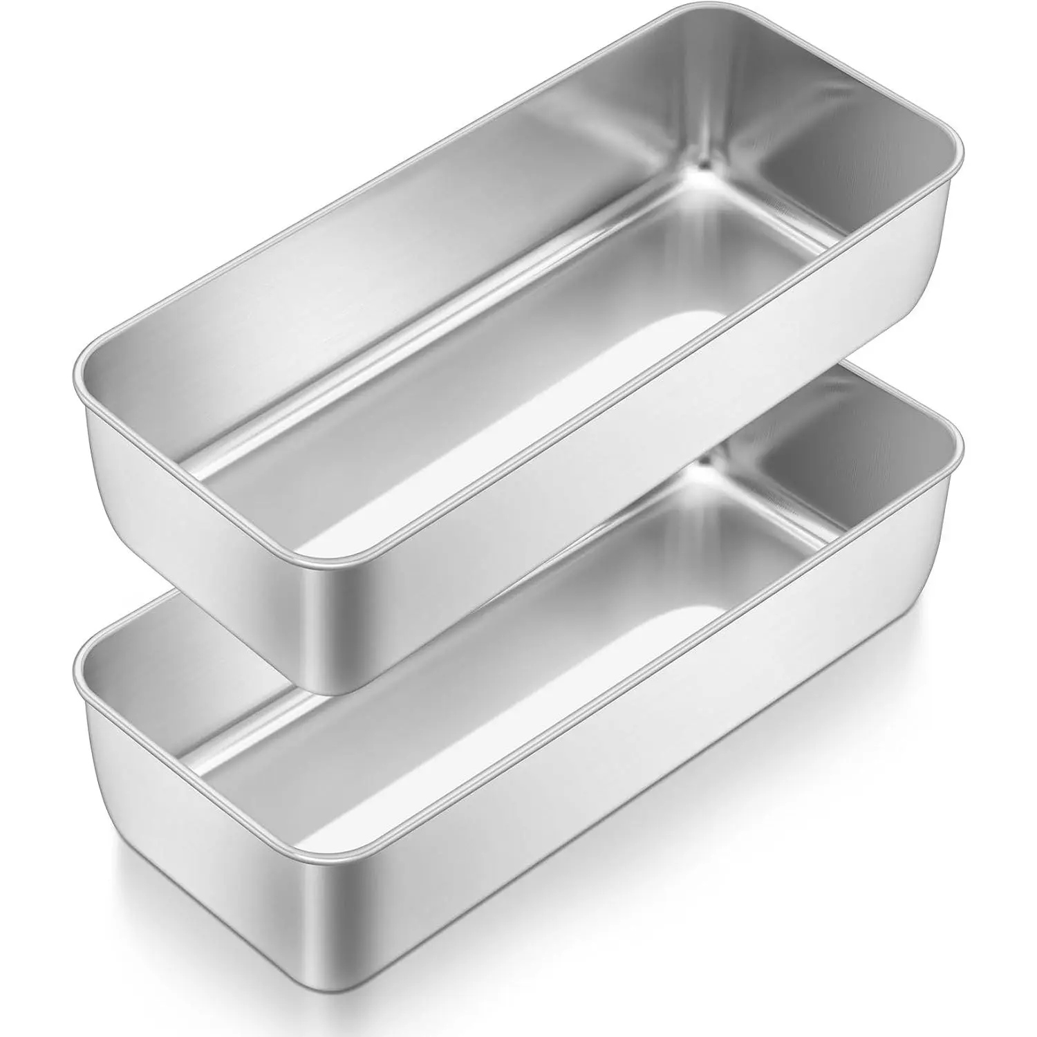 Loaf Pan, 12 x 5 Inch Stainless Steel Loaf Pans for Baking Bread, 2 Pack Large Bread Loaf Baking Pan for Homemade Bread, Meatloaf, Cake, Brownies, Non-Toxic, Heavy-duty, Oven & Dishwasher Safe