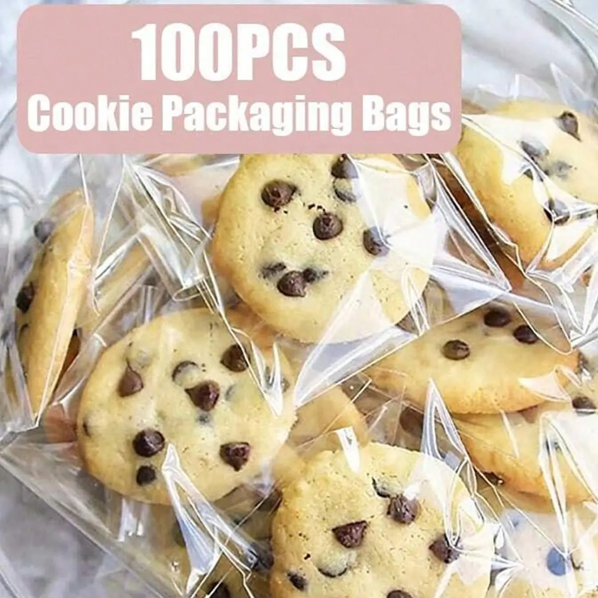 100 Pcs Transparent Self-Seal Glass Paper Cookie Bags, Ideal for Gift Wrapping, School Supplies, Food Storage, Christmas Decorations