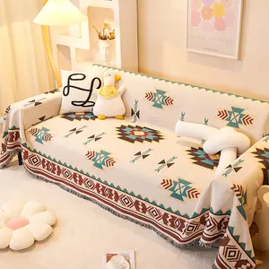 Bohemian-style sofa cover, full-cover sofa throw, suitable for rental apartments, all-season sofa cushion blanket