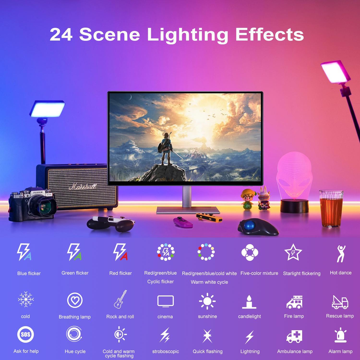 RGB Video Light, Portable LED Camera Light Panel, 0-360 Full Color LED Light, Rechargeable DSLR Lighting for Vlogging, Photography, Video Conference, Smartphone, Photographic Fill Light