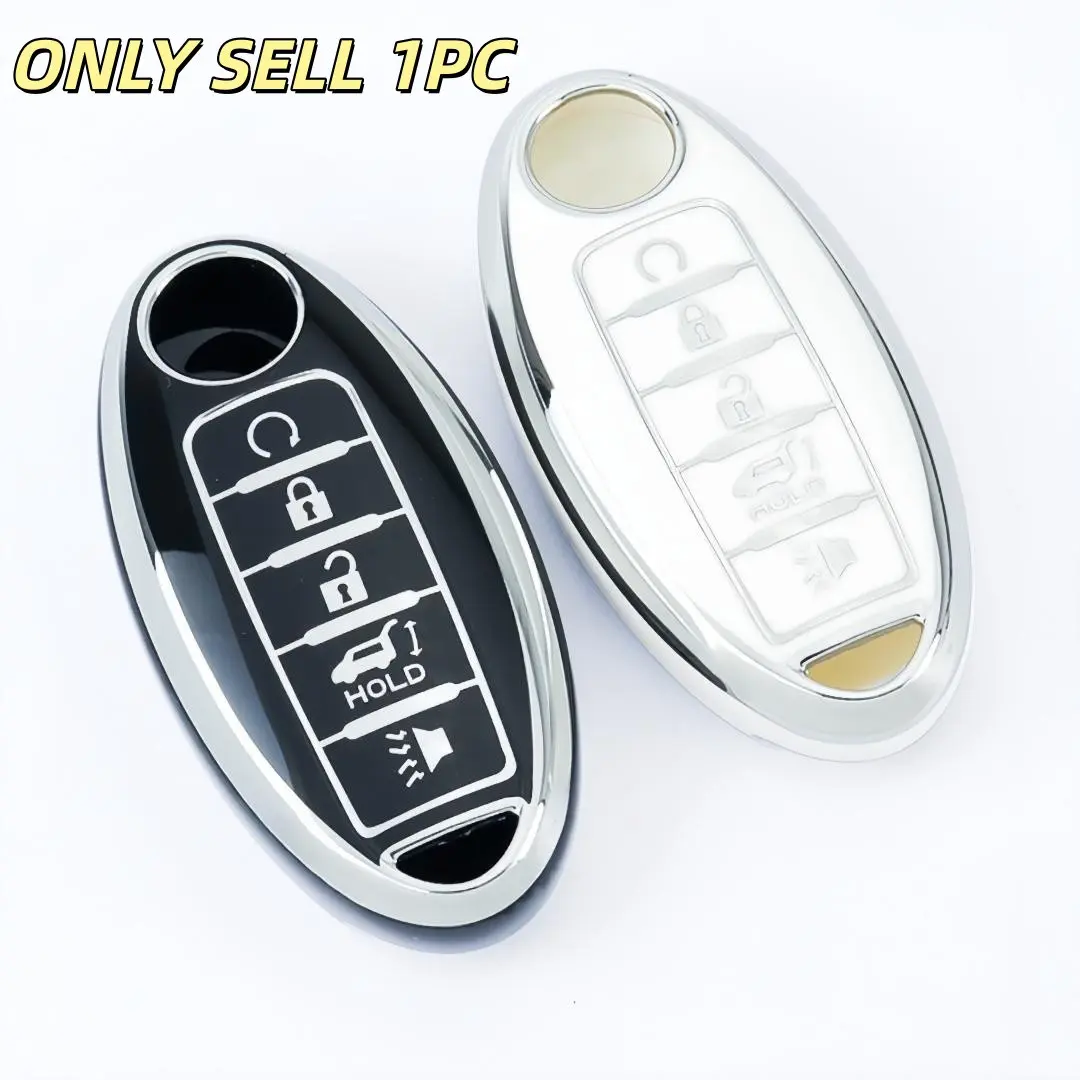 1pc 5 buttons Key Cover TPU Car Keys Shell For Nissan For Altima For Sentra For Rogue For Maxima Remote Key case Car Key Protector Anti fall and dust-proof keybag Car Key Accessory